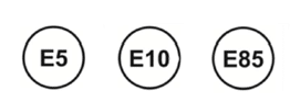 E5 E10 en E85 symbool op het branstoftankhandvat
