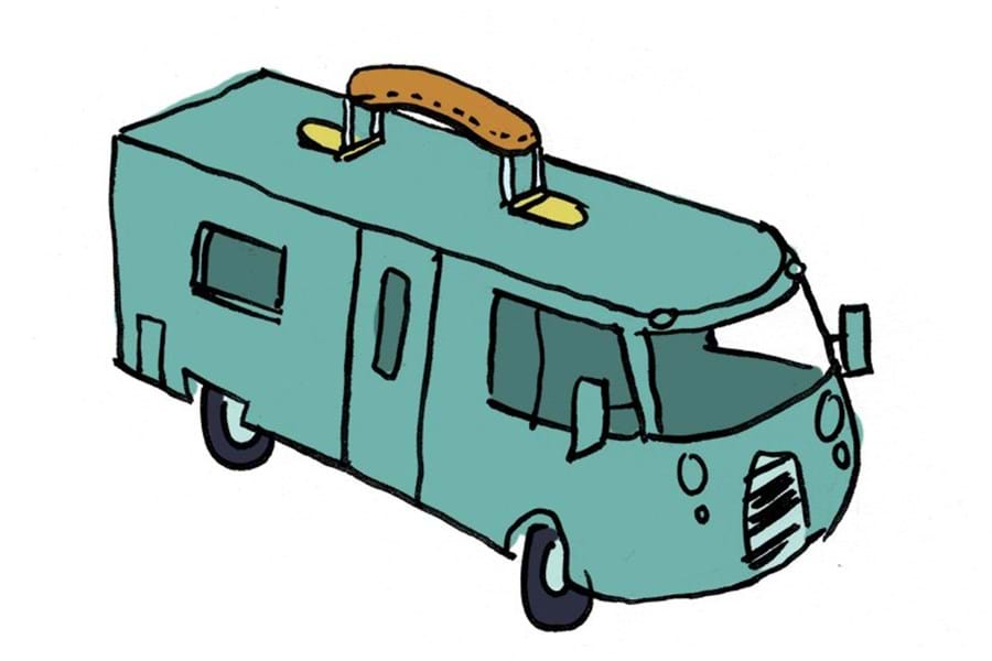 illustratie camper als koffer