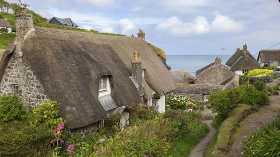 Engelse huisjes met rieten dak