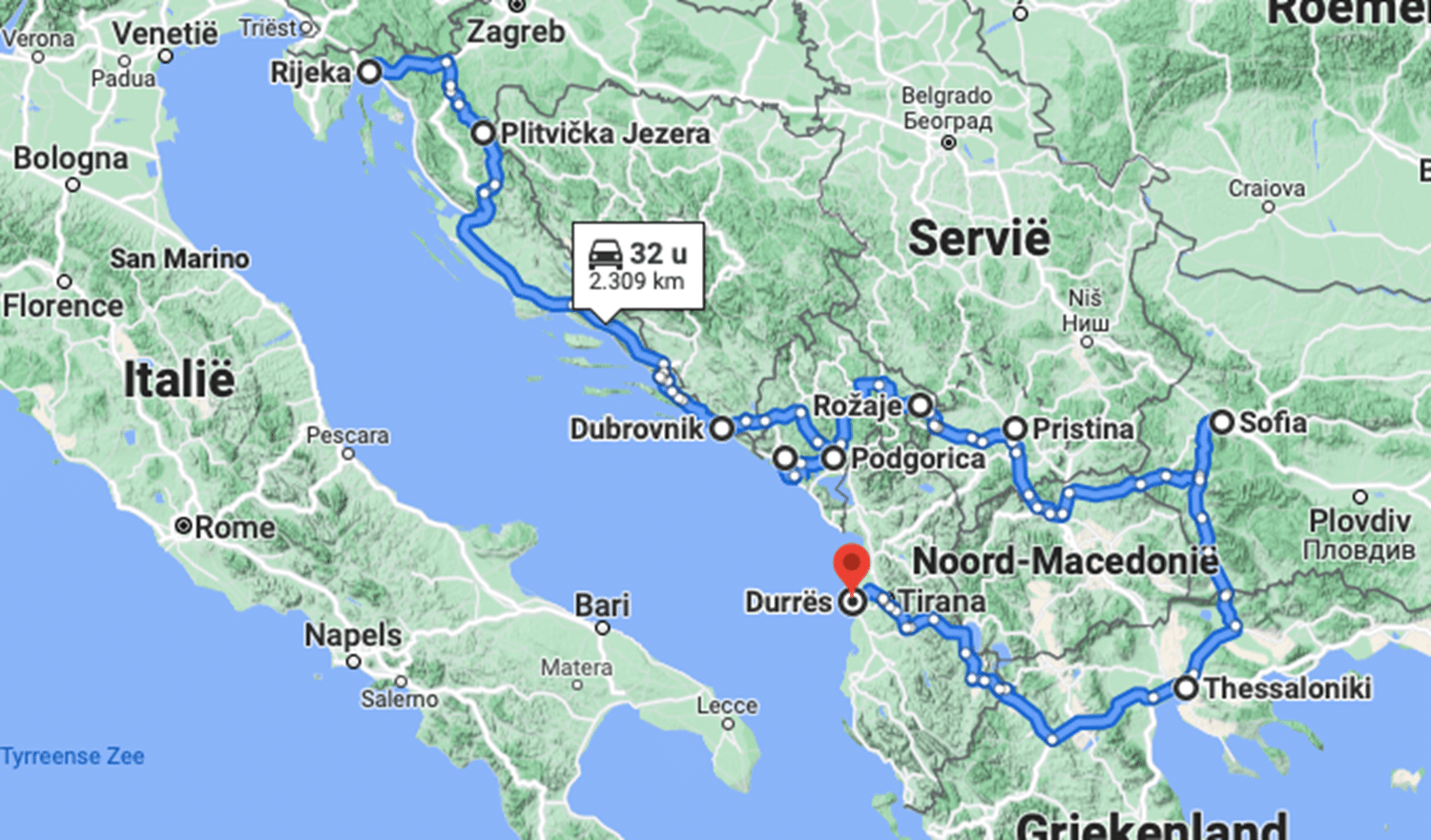 Roadtrip Balkan Rick en Laura - kaart rondreis